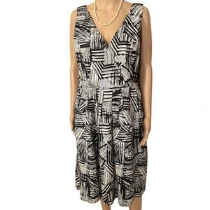 Coldwater Creek NWT Women’s Size 16 Black and White Patchwork Print Dress